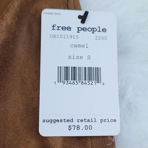 Free People NWT Rumi Ruched‎ Mini Skirt Camel Brown Faux Suede Small - Picture 6 of 9